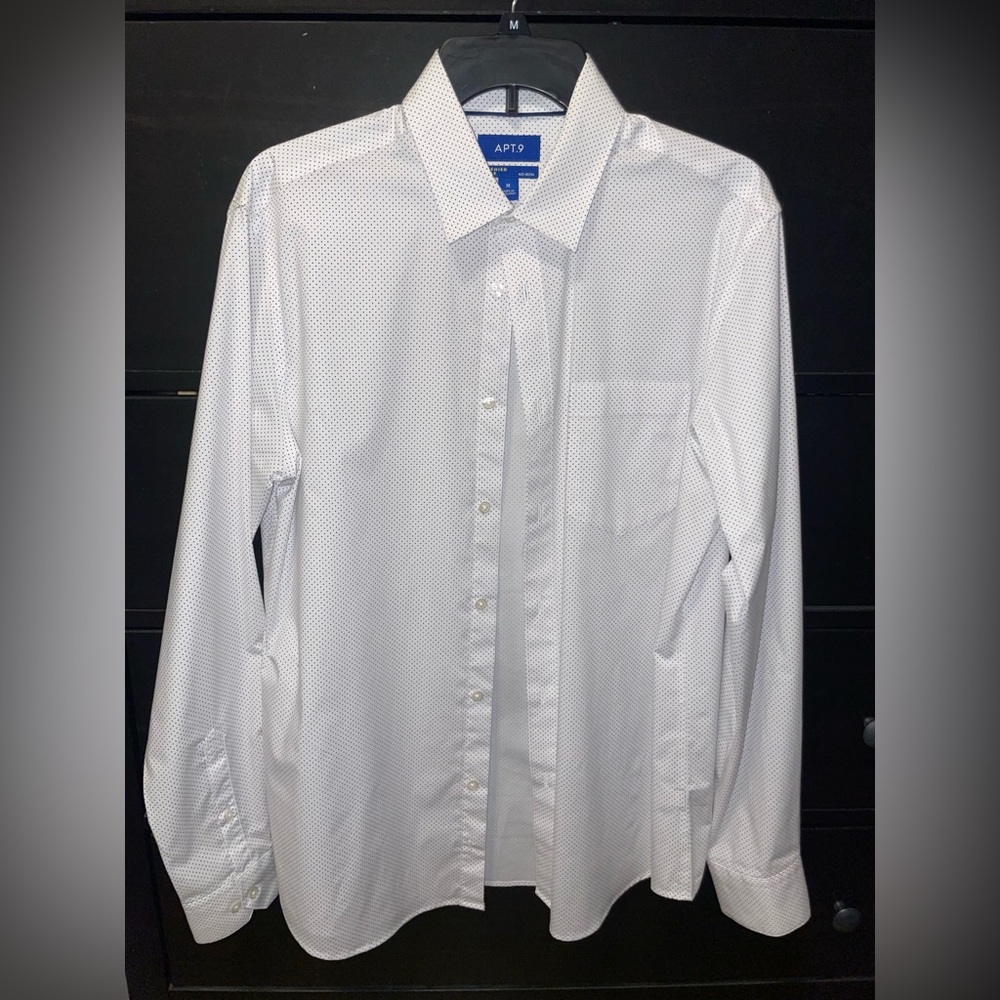 Apt. 9 Premier Flex Button-Up White Dotted Men’s Medium